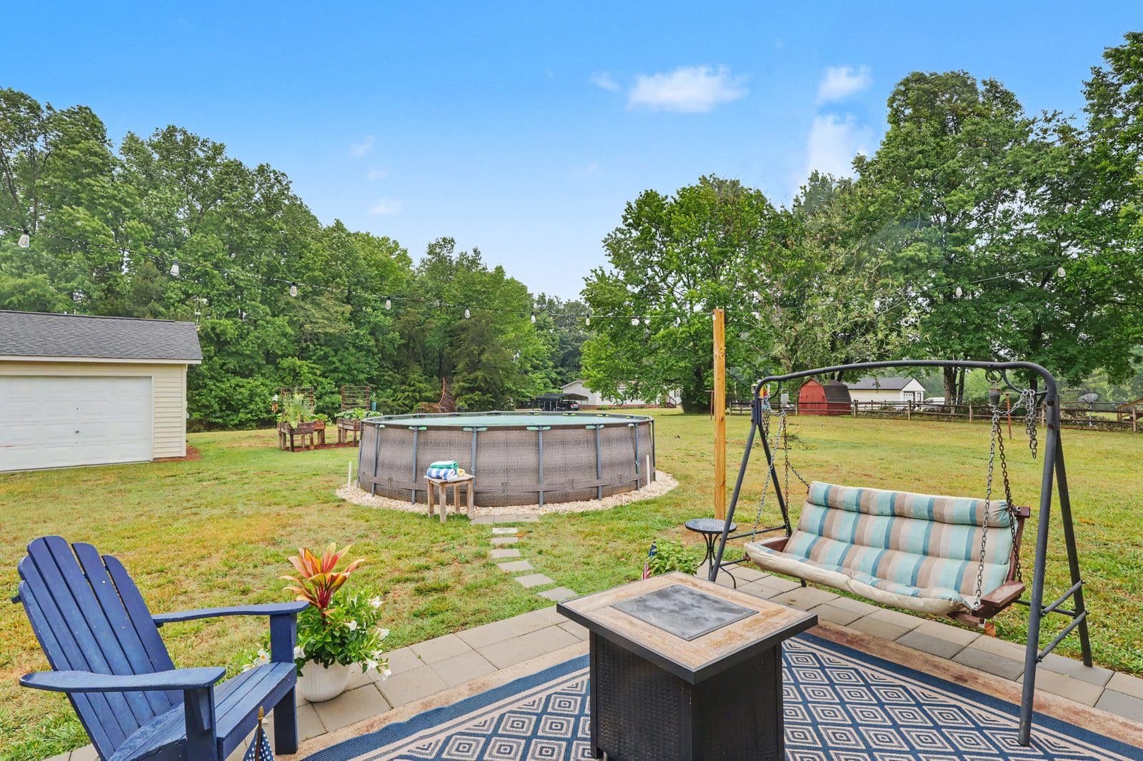 Open backyard space on nearly one acre at 1070 Legion Club Road Salisbury NC