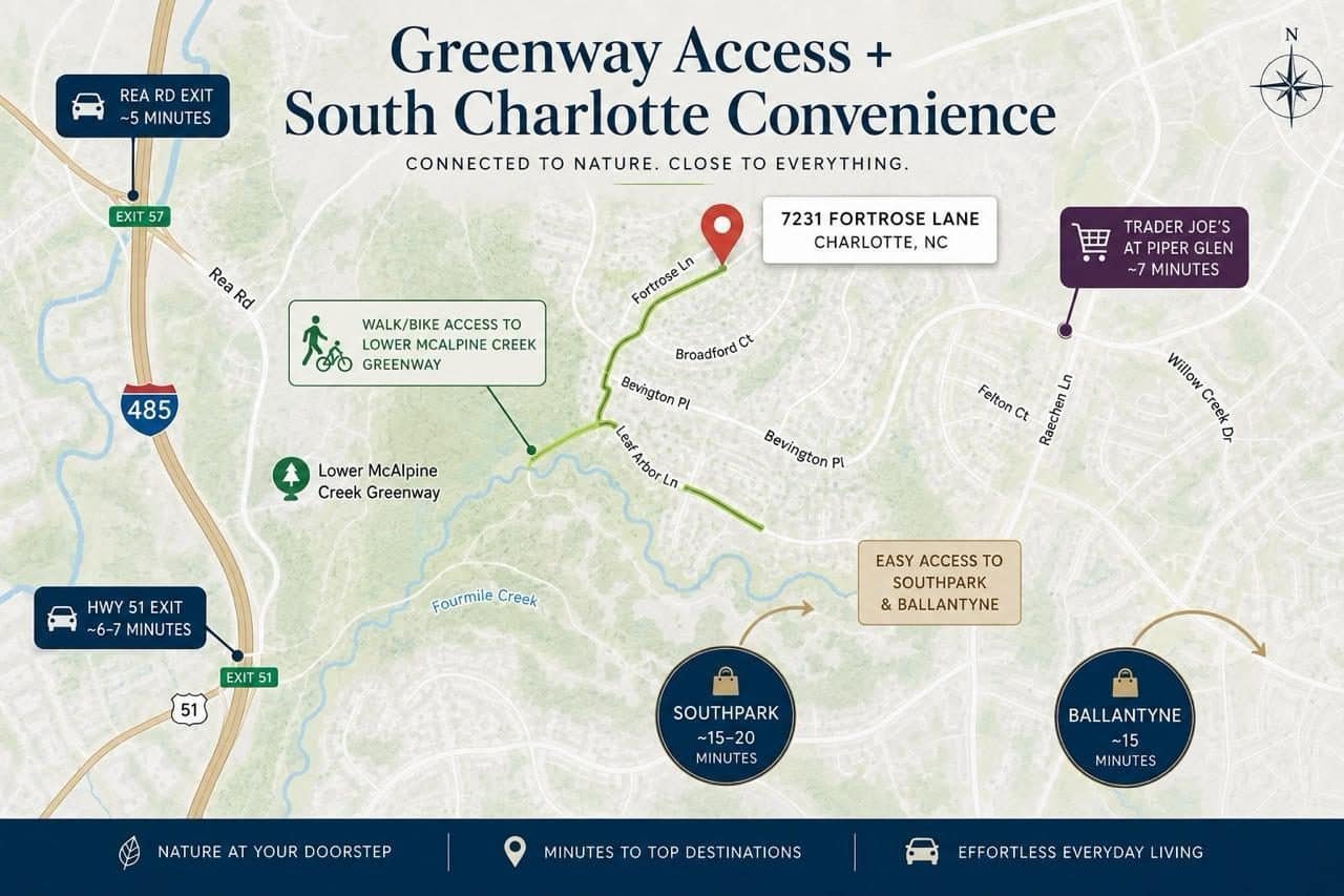 South Charlotte greenway access map