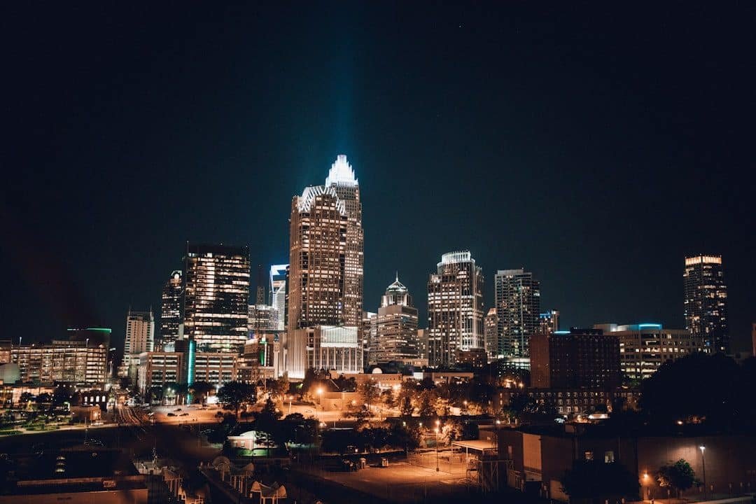 Charlotte NC skyline 30 to 40 minutes from Whispering Hills Locust NC